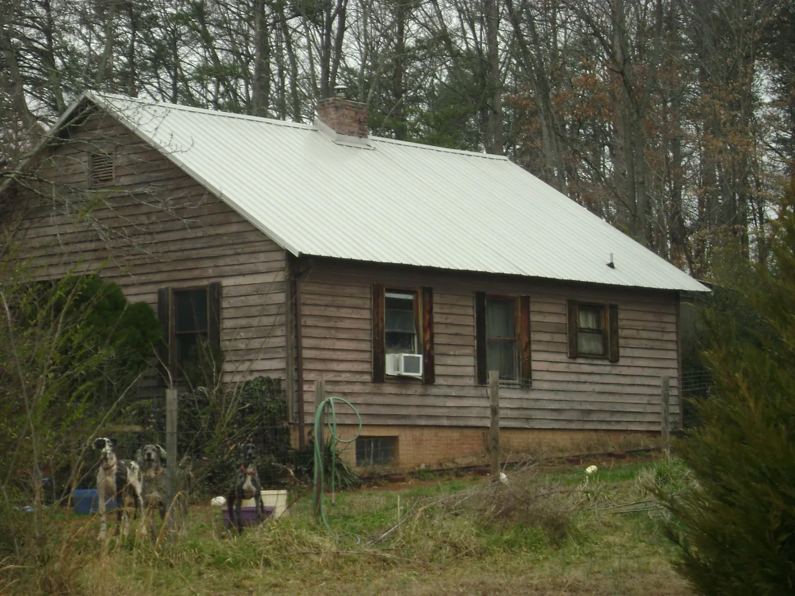 White metal roof on an old wood sided farmhouse, from a Asphalt Shingle Roof Repair job in Arley